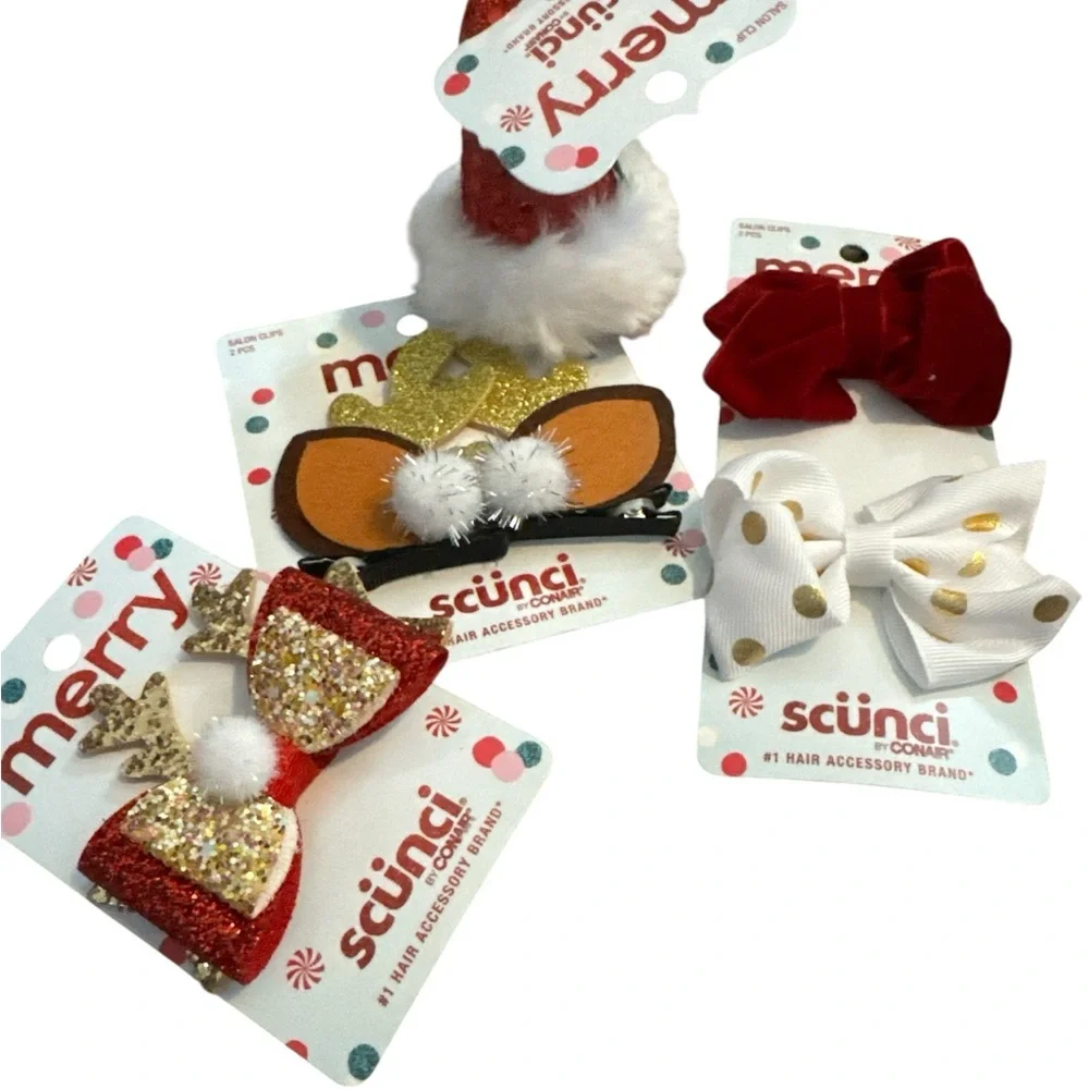 Holiday Hair Accessories  & sock bundle- Green, Red, Gold  11 pieces